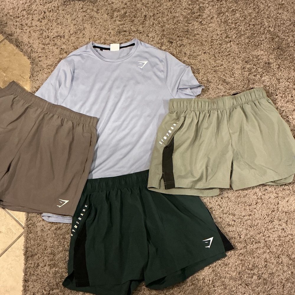 Gymshark Men's Athletic Shorts - Olive, Khaki, Dark Green